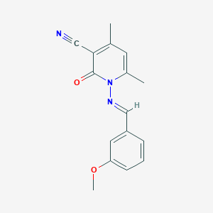 molecular formula C16H15N3O2 B325781 1-{[(1E)-(3-methoxyphenyl)methylene]amino}-4,6-dimethyl-2-oxo-1,2-dihydropyridine-3-carbonitrile 