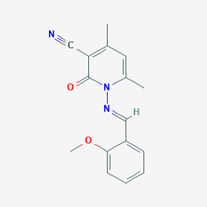molecular formula C16H15N3O2 B325782 1-{[(1E)-(2-methoxyphenyl)methylene]amino}-4,6-dimethyl-2-oxo-1,2-dihydropyridine-3-carbonitrile 