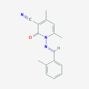 4,6-dimethyl-1-{[(1E)-(2-methylphenyl)methylene]amino}-2-oxo-1,2-dihydropyridine-3-carbonitrile