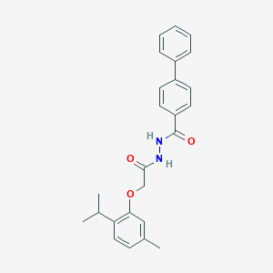 molecular formula C25H26N2O3 B325788 N'-{2-[5-methyl-2-(propan-2-yl)phenoxy]acetyl}biphenyl-4-carbohydrazide 