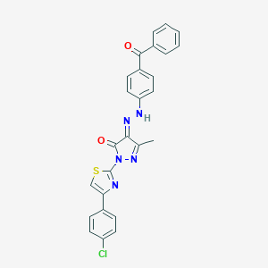 (4E)-4-[(4-benzoylphenyl)hydrazinylidene]-2-[4-(4-chlorophenyl)-1,3-thiazol-2-yl]-5-methylpyrazol-3-one