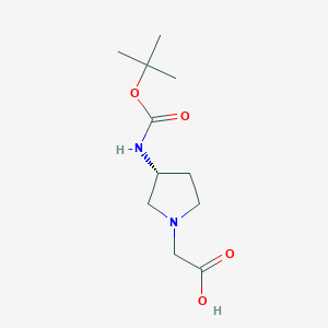 molecular formula C11H20N2O4 B3258000 ((R)-3-tert-Butoxycarbonylamino-pyrrolidin-1-yl)-acetic acid CAS No. 299203-96-6