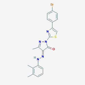 molecular formula C21H18BrN5OS B325802 (4E)-2-[4-(4-bromophenyl)-1,3-thiazol-2-yl]-4-[(2,3-dimethylphenyl)hydrazinylidene]-5-methylpyrazol-3-one 