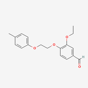 molecular formula C18H20O4 B3258032 3-Ethoxy-4-[2-(4-methylphenoxy)ethoxy]benzaldehyde CAS No. 299936-84-8
