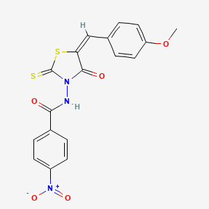 molecular formula C18H13N3O5S2 B3258036 (E)-N-(5-(4-methoxybenzylidene)-4-oxo-2-thioxothiazolidin-3-yl)-4-nitrobenzamide CAS No. 299950-56-4