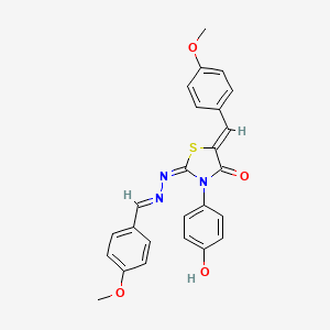 (2E,5Z)-3-(4-hydroxyphenyl)-5-(4-methoxybenzylidene)-2-((E)-(4-methoxybenzylidene)hydrazono)thiazolidin-4-one
