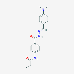 molecular formula C19H22N4O2 B325814 N-[4-({2-[4-(dimethylamino)benzylidene]hydrazino}carbonyl)phenyl]propanamide 