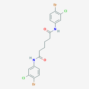 molecular formula C18H16Br2Cl2N2O2 B325819 N,N'-bis(4-bromo-3-chlorophenyl)hexanediamide 