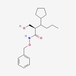 molecular formula C19H29NO3 B3258217 (2R)-2-(Hydroxymethyl)-3-(cyclopentyl)-N-(phenylmethoxy)hexanamide CAS No. 301685-10-9