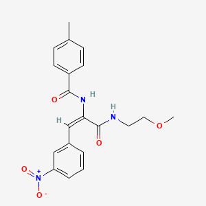 molecular formula C20H21N3O5 B3258289 (E)-N-(3-((2-methoxyethyl)amino)-1-(3-nitrophenyl)-3-oxoprop-1-en-2-yl)-4-methylbenzamide CAS No. 302822-87-3
