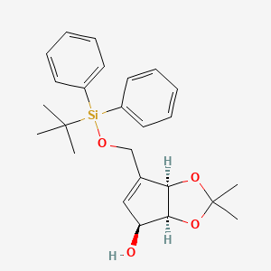 molecular formula C25H32O4Si B3258382 4H-Cyclopenta-1,3-dioxol-4-ol, 6-[[[(1,1-dimethylethyl)diphenylsilyl]oxy]methyl]-3a,6a-dihydro-2,2-dimethyl-, (3aS,4S,6aR)- CAS No. 303963-93-1