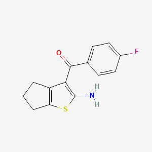 molecular formula C14H12FNOS B3258393 3-(4-fluorobenzoyl)-4H,5H,6H-cyclopenta[b]thiophen-2-amine CAS No. 304018-03-9