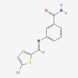 molecular formula C12H9BrN2OS B3258418 3-{[(5-Bromo-2-thienyl)methylene]amino}benzamide CAS No. 304456-36-8