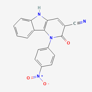 molecular formula C18H10N4O3 B3258428 1-(4-nitrophenyl)-2-oxo-5H-pyrido[3,2-b]indole-3-carbonitrile CAS No. 304465-35-8