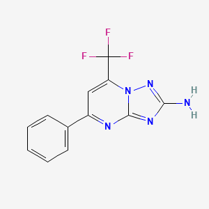 molecular formula C12H8F3N5 B3258457 5-Phenyl-7-(trifluoromethyl)-[1,2,4]triazolo[1,5-a]pyrimidin-2-amine CAS No. 304687-29-4