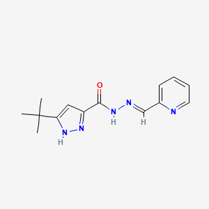 molecular formula C14H17N5O B3258511 5-tert-butyl-N-[(E)-pyridin-2-ylmethylideneamino]-1H-pyrazole-3-carboxamide CAS No. 305353-95-1