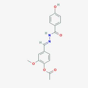 4-[(E)-{2-[(4-hydroxyphenyl)carbonyl]hydrazinylidene}methyl]-2-methoxyphenyl acetate