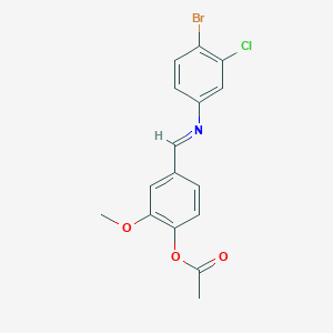 4-{[(4-Bromo-3-chlorophenyl)imino]methyl}-2-methoxyphenyl acetate