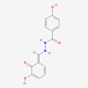 4-hydroxy-N'-[(E)-(5-hydroxy-6-oxocyclohexa-2,4-dien-1-ylidene)methyl]benzohydrazide