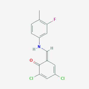 (6Z)-2,4-dichloro-6-[(3-fluoro-4-methylanilino)methylidene]cyclohexa-2,4-dien-1-one