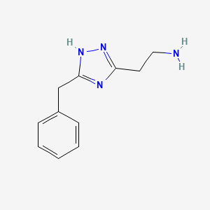 molecular formula C11H14N4 B3259040 [2-(3-benzyl-1H-1,2,4-triazol-5-yl)ethyl]amine hydrochloride CAS No. 312944-45-9