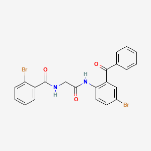 molecular formula C22H16Br2N2O3 B3259077 N-(2-benzoyl-4-bromophenyl)-2-[(2-bromophenyl)formamido]acetamide CAS No. 313268-70-1