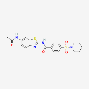 molecular formula C21H22N4O4S2 B3259083 N-(6-acetamidobenzo[d]thiazol-2-yl)-4-(piperidin-1-ylsulfonyl)benzamide CAS No. 313276-49-2