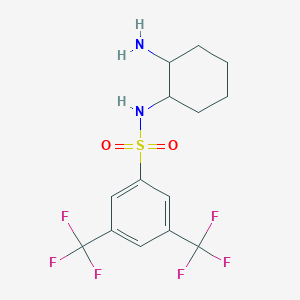 molecular formula C14H16F6N2O2S B3259086 N-[(1R,2R)-2-aminocyclohexyl]-3,5-bis(trifluoromethyl)benzenesulfonamide CAS No. 313342-21-1