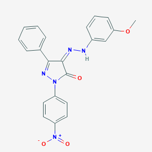 molecular formula C22H17N5O4 B325922 (4Z)-4-[(3-methoxyphenyl)hydrazinylidene]-2-(4-nitrophenyl)-5-phenylpyrazol-3-one 