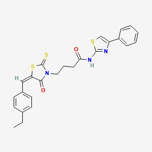 molecular formula C25H23N3O2S3 B3259244 (E)-4-(5-(4-ethylbenzylidene)-4-oxo-2-thioxothiazolidin-3-yl)-N-(4-phenylthiazol-2-yl)butanamide CAS No. 315243-73-3