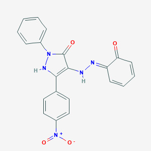 5-(4-nitrophenyl)-4-[(2E)-2-(6-oxocyclohexa-2,4-dien-1-ylidene)hydrazinyl]-2-phenyl-1H-pyrazol-3-one