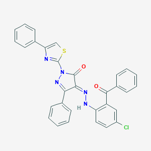 molecular formula C31H20ClN5O2S B325968 3-phenyl-1-(4-phenyl-1,3-thiazol-2-yl)-1H-pyrazole-4,5-dione 4-[(2-benzoyl-4-chlorophenyl)hydrazone] 