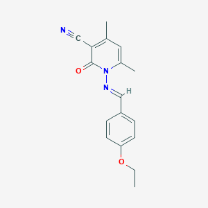 molecular formula C17H17N3O2 B325981 1-{[(1E)-(4-ethoxyphenyl)methylene]amino}-4,6-dimethyl-2-oxo-1,2-dihydropyridine-3-carbonitrile 
