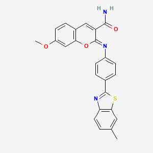 molecular formula C25H19N3O3S B3259972 (2Z)-7-methoxy-2-{[4-(6-methyl-1,3-benzothiazol-2-yl)phenyl]imino}-2H-chromene-3-carboxamide CAS No. 325856-96-0