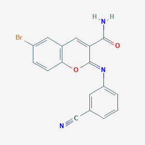 (2Z)-6-bromo-2-[(3-cyanophenyl)imino]-2H-chromene-3-carboxamide