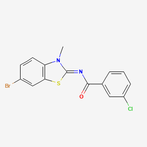 molecular formula C15H10BrClN2OS B3259996 (E)-N-(6-bromo-3-methylbenzo[d]thiazol-2(3H)-ylidene)-3-chlorobenzamide CAS No. 325978-19-6