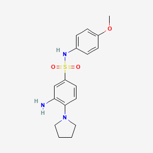 molecular formula C17H21N3O3S B3260014 3-amino-N-(4-methoxyphenyl)-4-(pyrrolidin-1-yl)benzene-1-sulfonamide CAS No. 326023-23-8