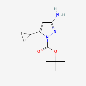 molecular formula C11H17N3O2 B3260034 tert-butyl 3-amino-5-cyclopropyl-1H-pyrazole-1-carboxylate CAS No. 326827-13-8