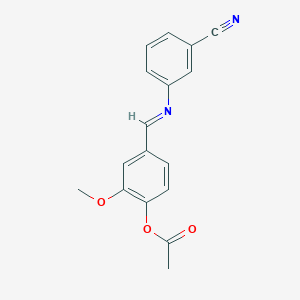 molecular formula C17H14N2O3 B326010 4-{[(3-Cyanophenyl)imino]methyl}-2-methoxyphenyl acetate 