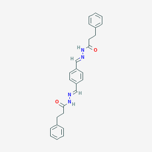 molecular formula C26H26N4O2 B326028 N',N''-[benzene-1,4-diyldi(E)methylylidene]bis(3-phenylpropanehydrazide) 