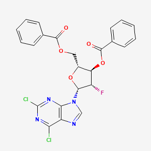 molecular formula C24H17Cl2FN4O5 B3260293 ((2R,3R,4S,5R)-3-(Benzoyloxy)-5-(2,6-dichloro-9H-purin-9-yl)-4-fluorotetrahydrofuran-2-yl)methyl benzoate CAS No. 329187-80-6
