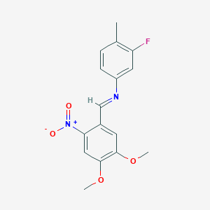 molecular formula C16H15FN2O4 B326031 N-(4,5-dimethoxy-2-nitrobenzylidene)-3-fluoro-4-methylaniline 