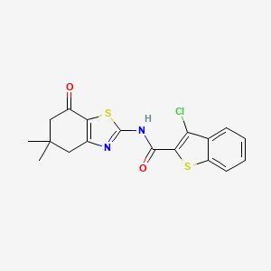 molecular formula C18H15ClN2O2S2 B3260350 3-chloro-N-(5,5-dimethyl-7-oxo-4,5,6,7-tetrahydro-1,3-benzothiazol-2-yl)-1-benzothiophene-2-carboxamide CAS No. 329906-41-4