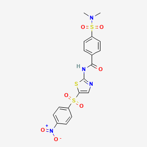 molecular formula C18H16N4O7S3 B3260393 4-(N,N-dimethylsulfamoyl)-N-(5-((4-nitrophenyl)sulfonyl)thiazol-2-yl)benzamide CAS No. 330201-85-9