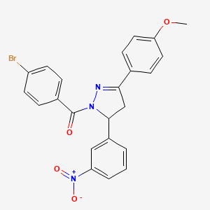 molecular formula C23H18BrN3O4 B3260421 (4-Bromophenyl)-[5-(4-methoxyphenyl)-3-(3-nitrophenyl)-3,4-dihydropyrazol-2-yl]methanone CAS No. 330662-86-7