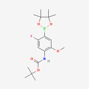 molecular formula C18H27BFNO5 B3260464 4-(Boc-氨基)-2-氟-5-甲氧基苯硼酸吡喃醇酯 CAS No. 330794-05-3