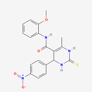 molecular formula C19H18N4O4S B3260639 N-(2-methoxyphenyl)-6-methyl-4-(4-nitrophenyl)-2-thioxo-1,2,3,4-tetrahydropyrimidine-5-carboxamide CAS No. 332373-02-1