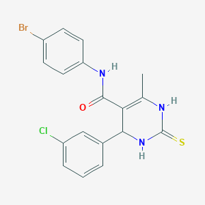 molecular formula C18H15BrClN3OS B3260646 N-(4-bromophenyl)-4-(3-chlorophenyl)-6-methyl-2-thioxo-1,2,3,4-tetrahydropyrimidine-5-carboxamide CAS No. 332373-26-9
