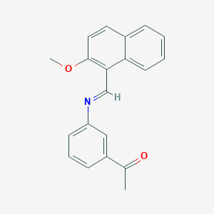 molecular formula C20H17NO2 B326072 1-(3-{[(2-Methoxy-1-naphthyl)methylene]amino}phenyl)ethanone 