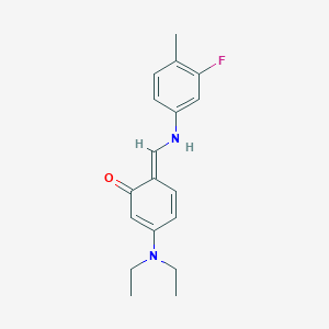 (6E)-3-(diethylamino)-6-[(3-fluoro-4-methylanilino)methylidene]cyclohexa-2,4-dien-1-one